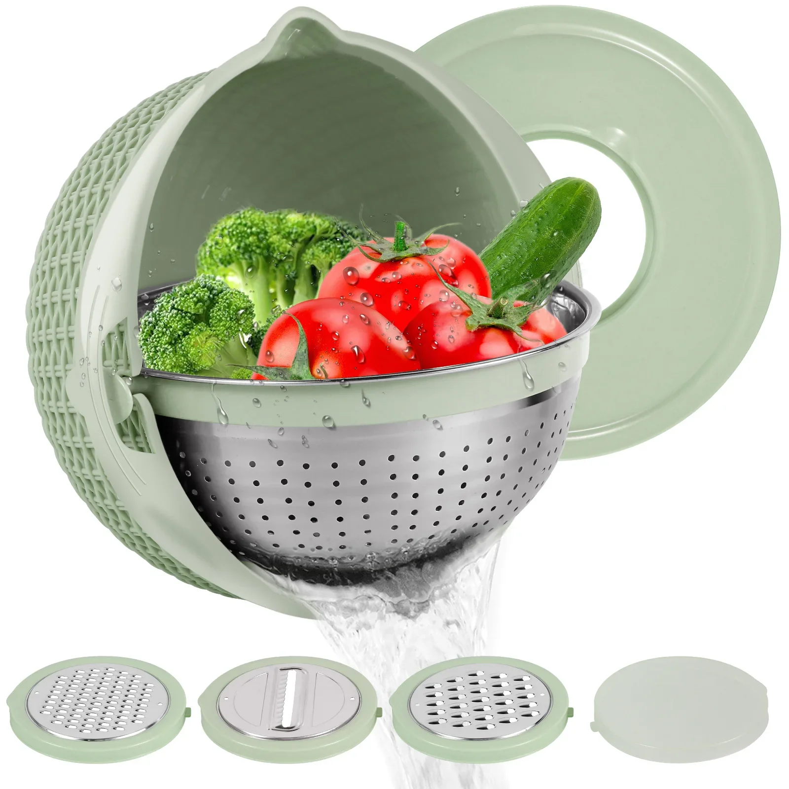 Multifunctional Drainer Slicer Grater Bowl Set - Image 7