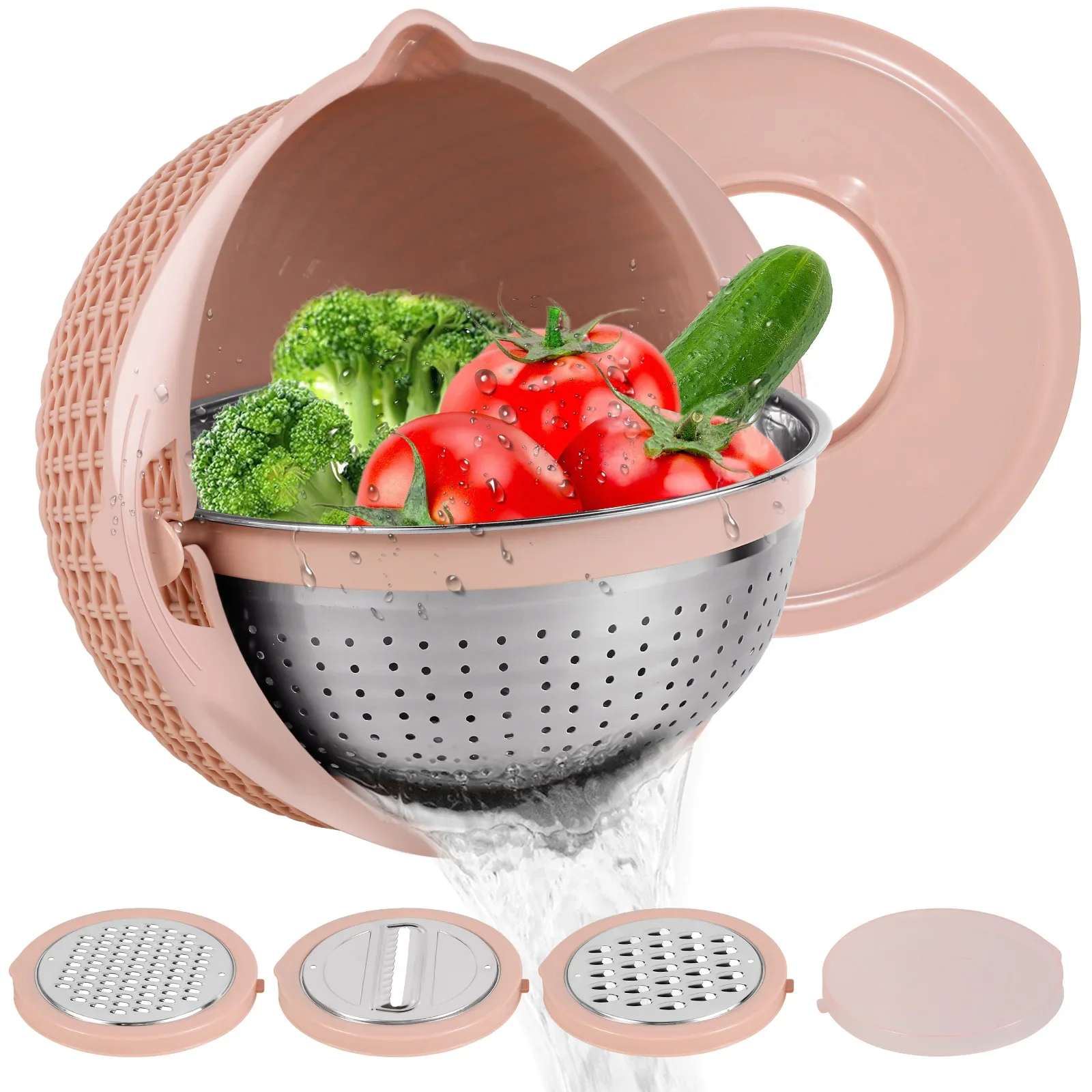 Multifunctional Drainer Slicer Grater Bowl Set - Image 8