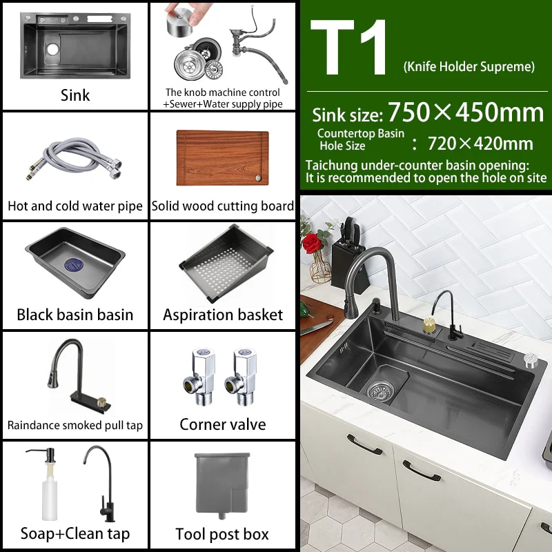 Nano 304 Stainless Steel Knife Rack Kitchen Sink - Image 10