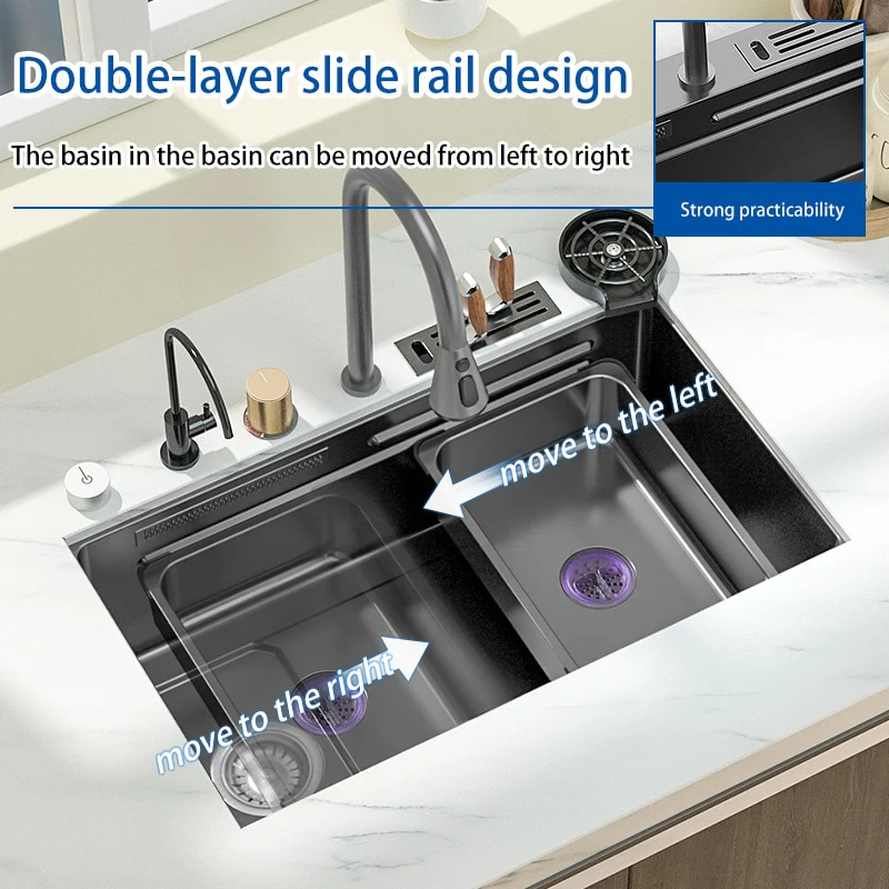 Nano 304 Stainless Steel Knife Rack Kitchen Sink - Image 22