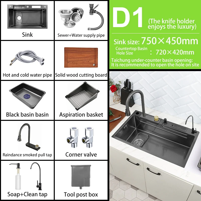 Nano 304 Stainless Steel Knife Rack Kitchen Sink - Image 5