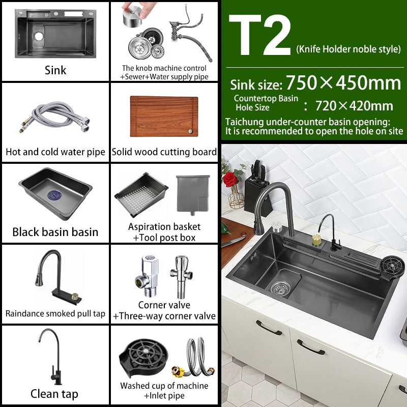 Nano 304 Stainless Steel Knife Rack Kitchen Sink - Image 6