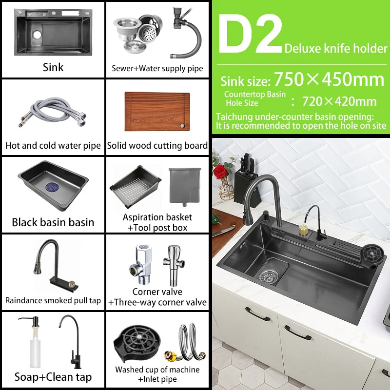 Nano 304 Stainless Steel Knife Rack Kitchen Sink - Image 9