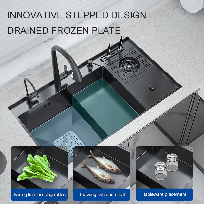 Nano Multi-functional Large Kitchen Wash Basin Sink - Image 12