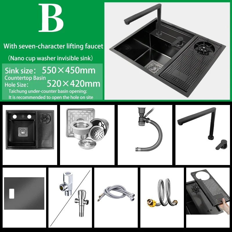 Nano Stainless Steel Hidden Cup Washer Sink - Image 5