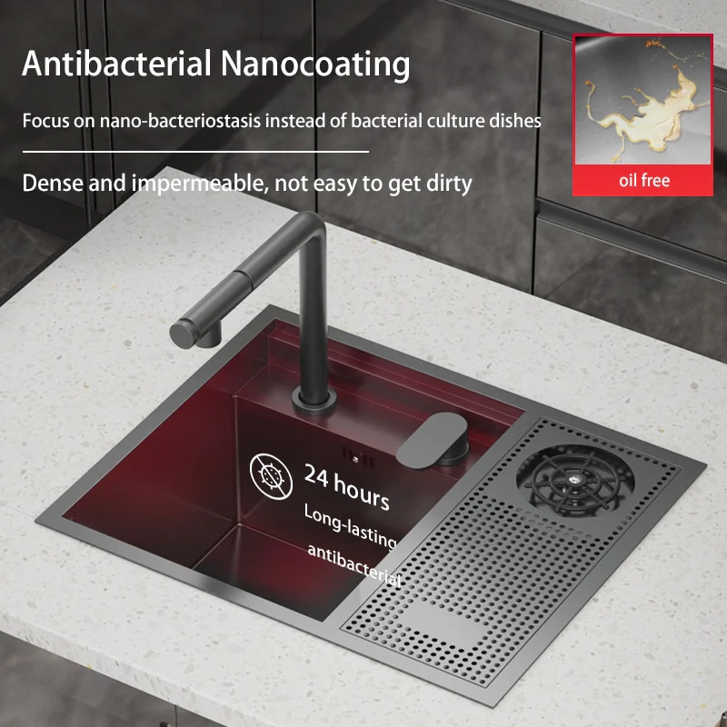 Nano Stainless Steel Hidden Cup Washer Sink - Image 9