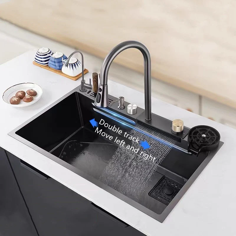 Nano Stainless Steel Knife Holder Waterfall Sink - Image 2