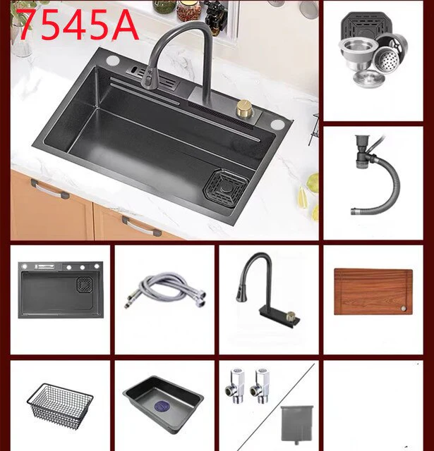 Nano Stainless Steel Knife Holder Waterfall Sink - Image 3