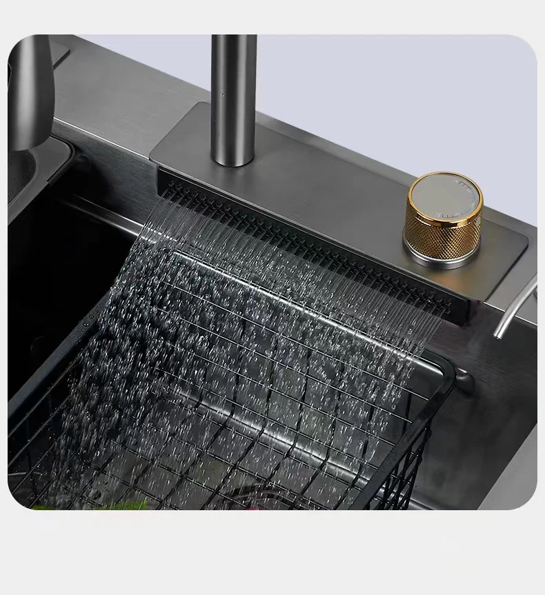 Nano Stainless Steel Knife Holder Waterfall Sink - Image 32
