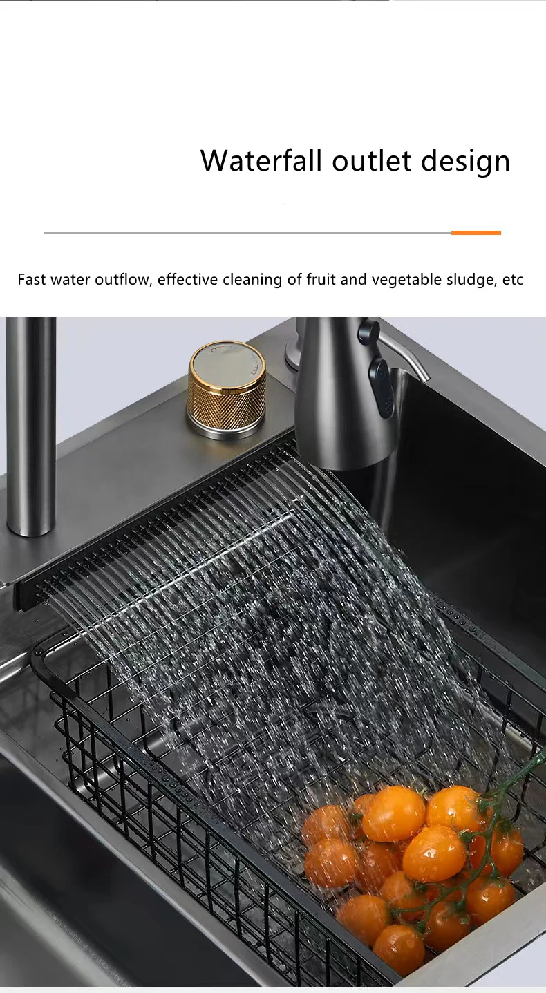 Nano Stainless Steel Knife Holder Waterfall Sink - Image 35