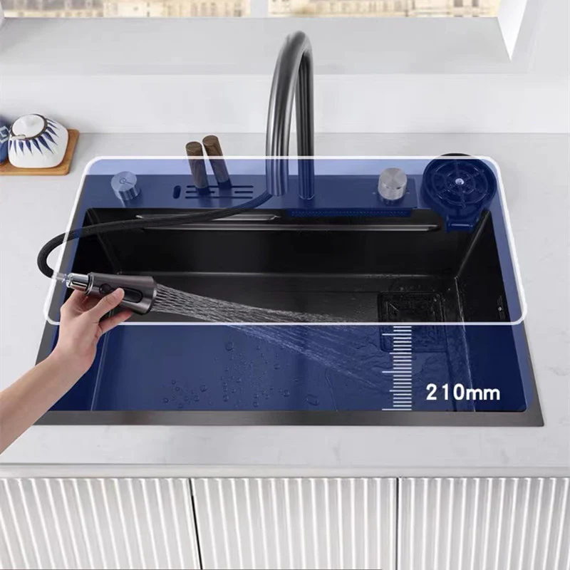 Nano Stainless Steel Knife Holder Waterfall Sink - Image 36