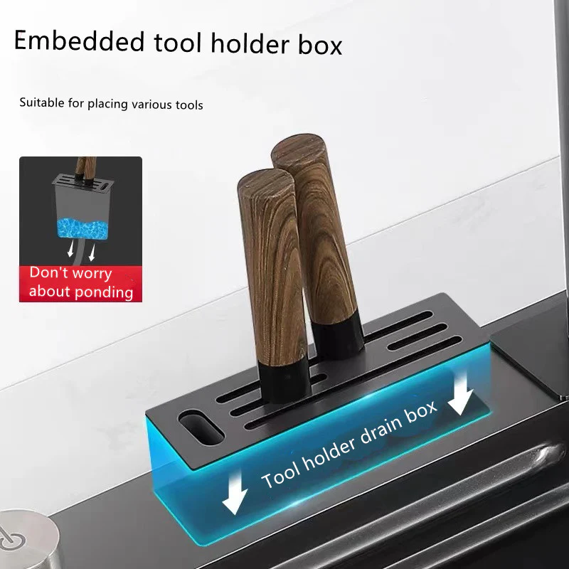 Nano Stainless Steel Knife Holder Waterfall Sink - Image 37