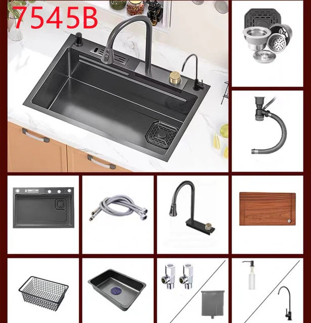Nano Stainless Steel Knife Holder Waterfall Sink - Image 6