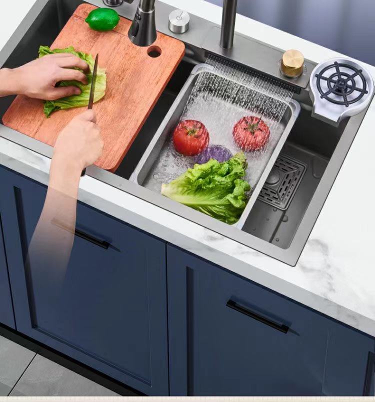 Nano Stainless Steel Knife Holder Waterfall Sink - Image 9