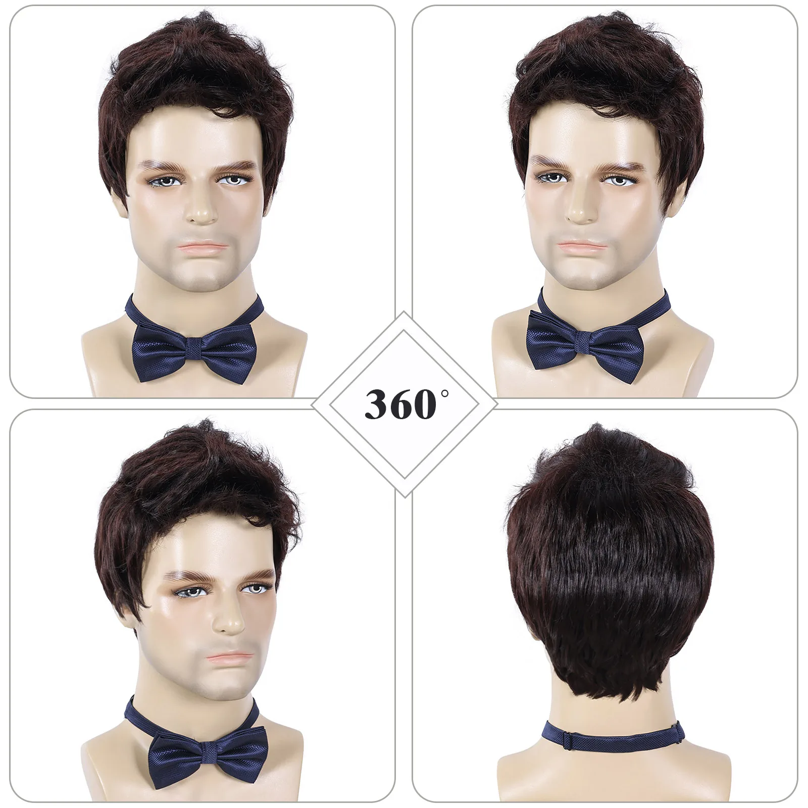 Natural Brown Men Hair Wig - Image 4