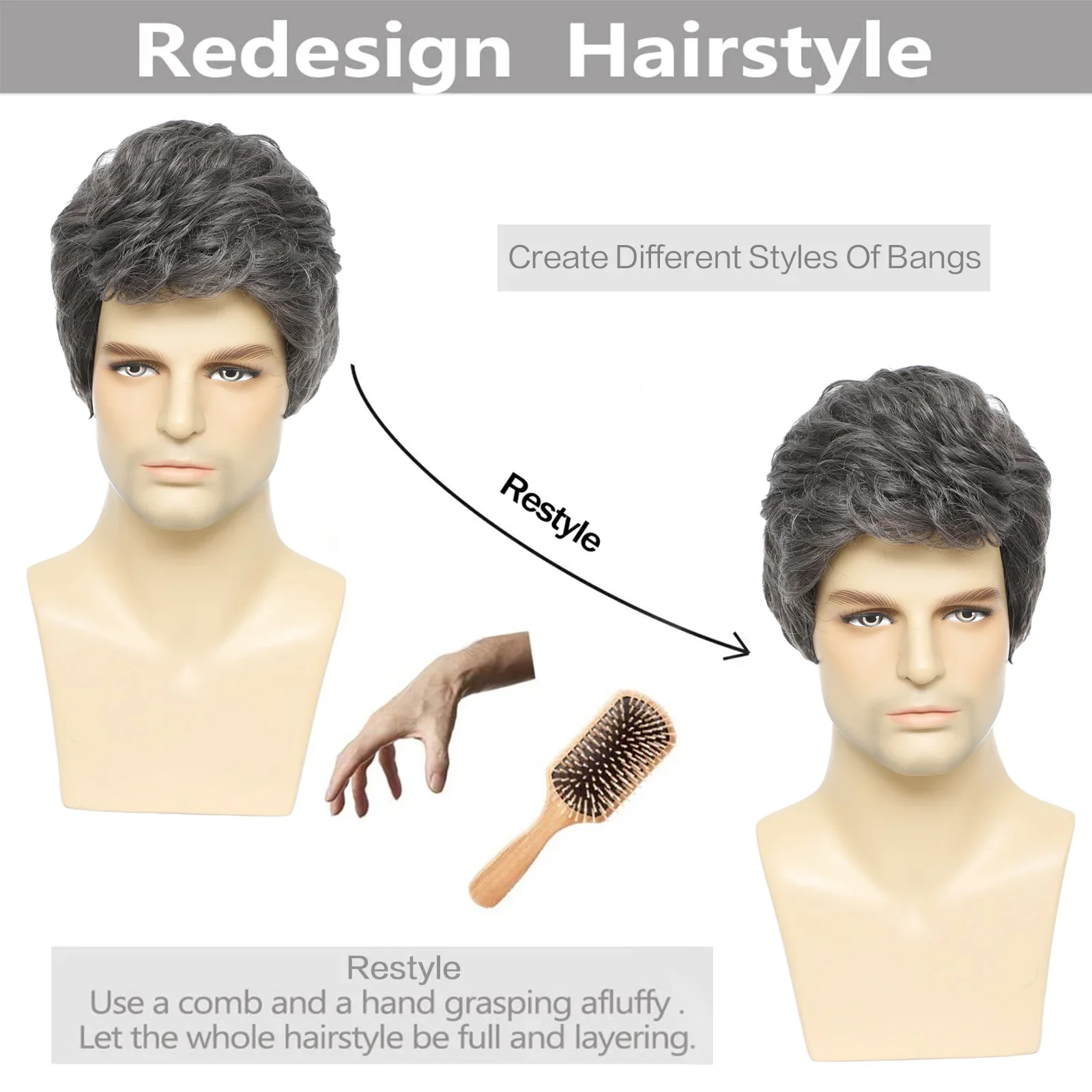 Natural Gray Hair Wig - Image 4