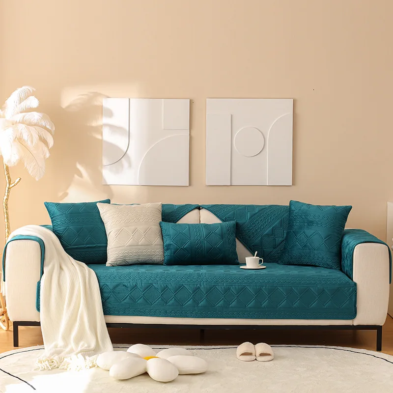 New Embroidered Plush Sofa Cover - Image 7
