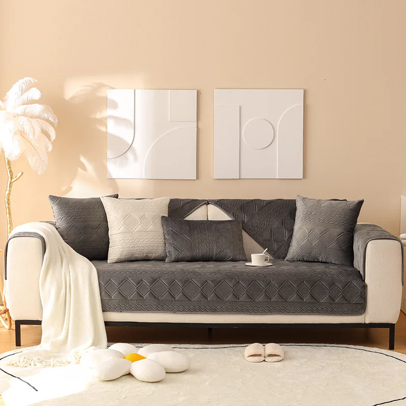 New Embroidered Plush Sofa Cover - Image 8