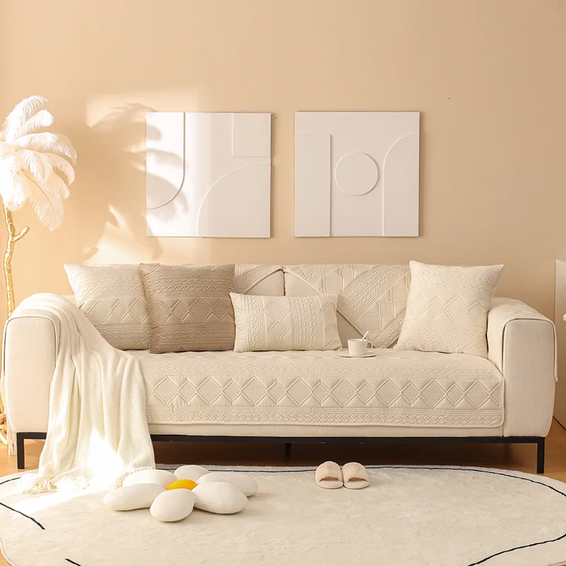 New Embroidered Plush Sofa Cover - Image 9