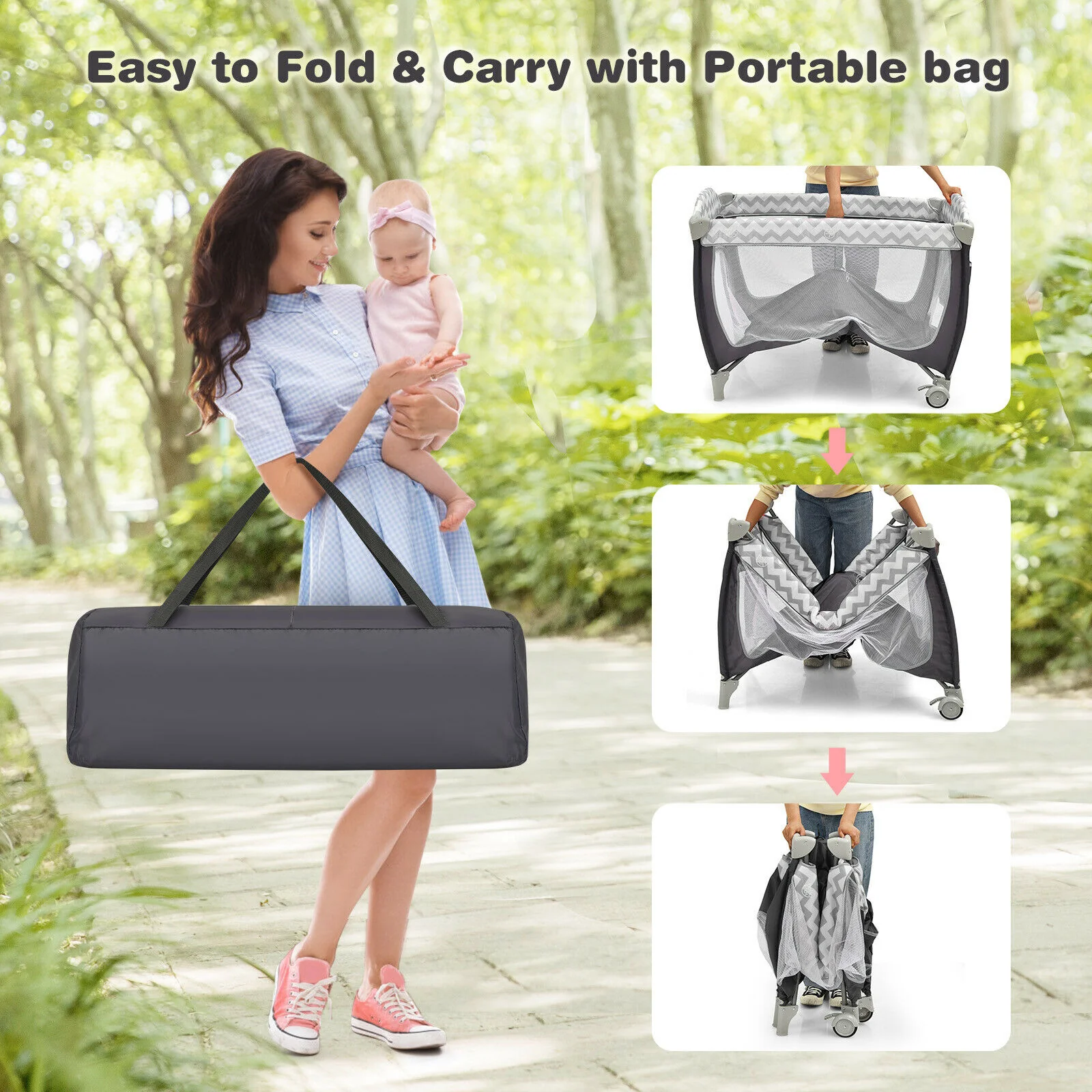 Portable Baby Crib Bassinet Playpen - Image 4