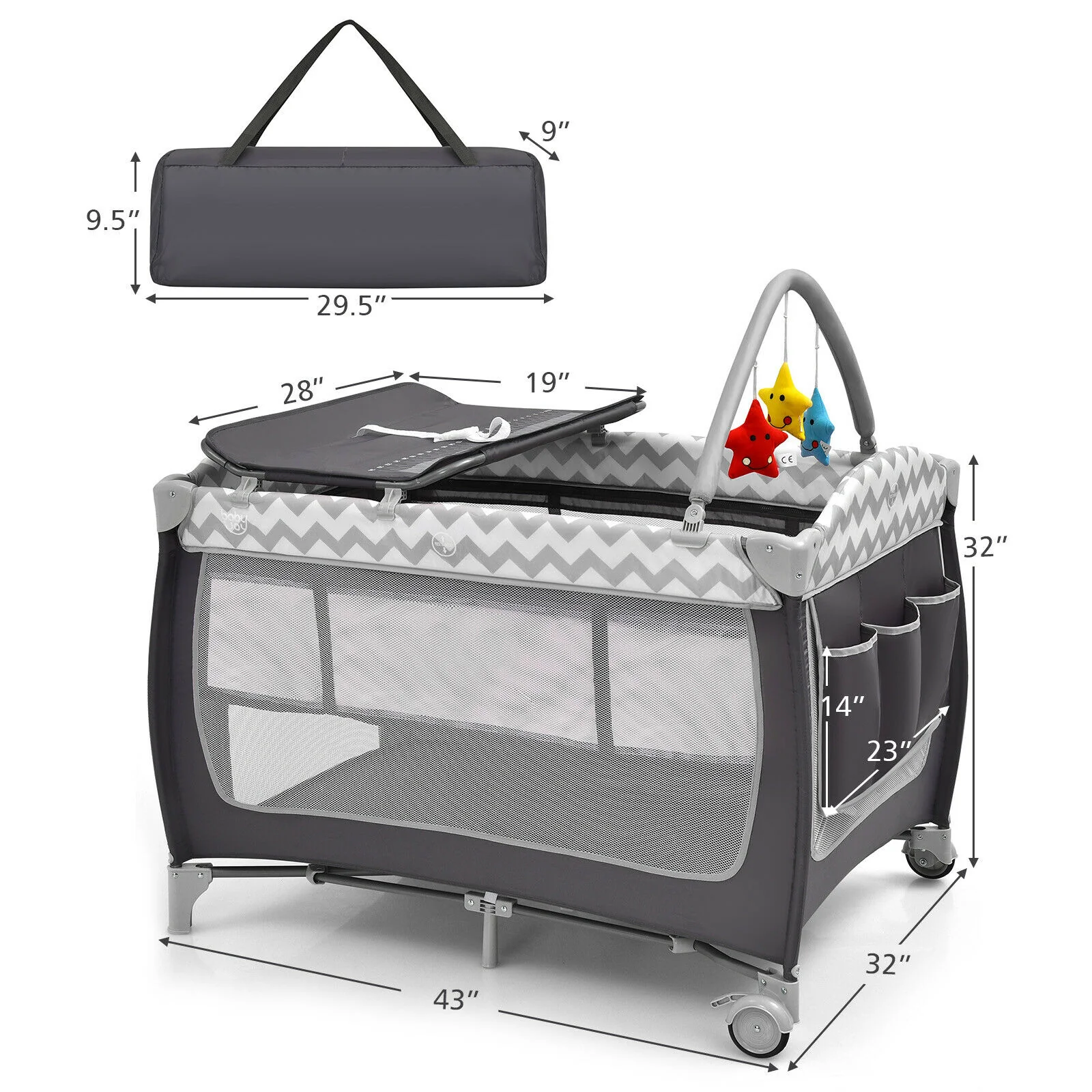 Portable Baby Crib Bassinet Playpen - Image 5