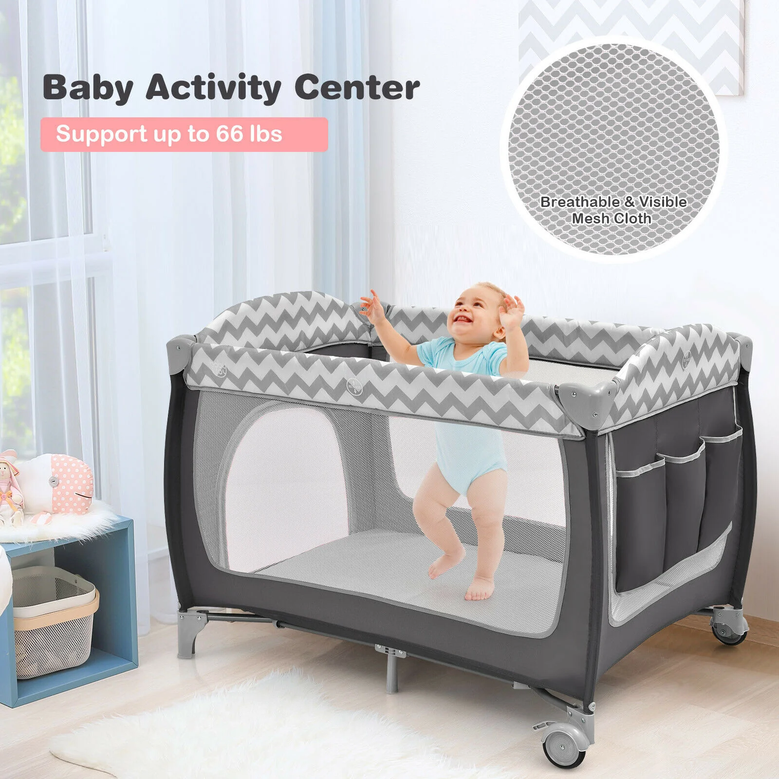 Portable Baby Crib Bassinet Playpen - Image 6