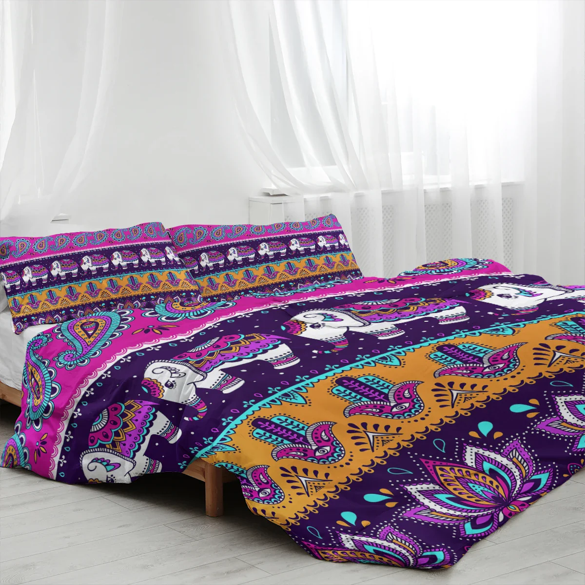 Oriental Elephant Duvet Pillow Cover - Image 4