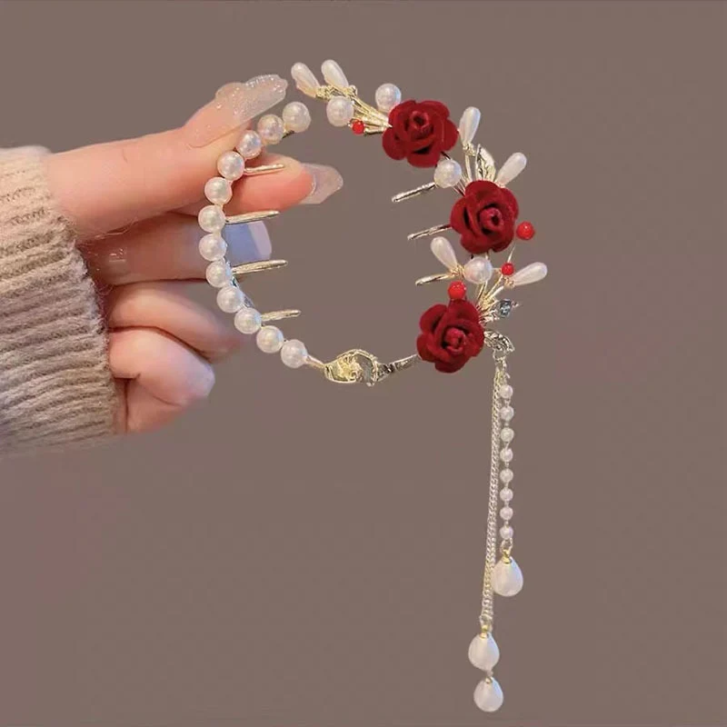 Pearl Rhinestone Hair Claw Clips - Image 11