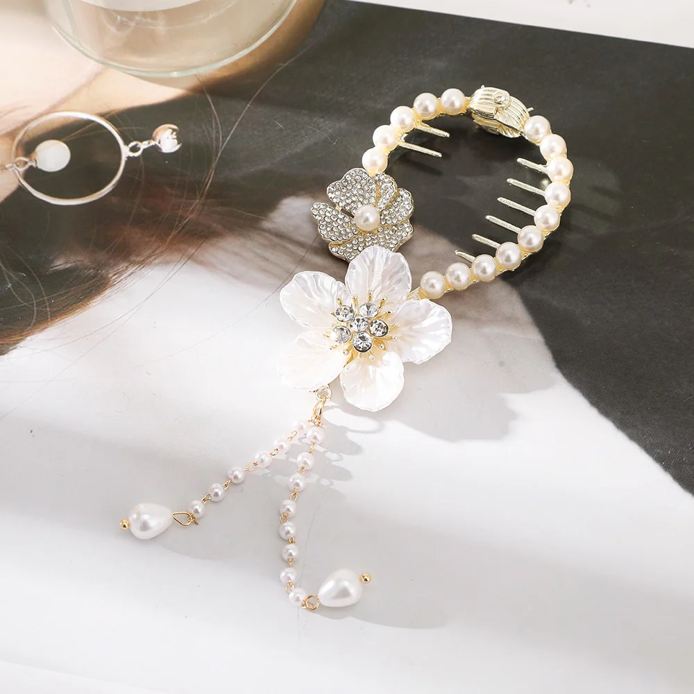 Pearl Rhinestone Hair Claw Clips - Image 3