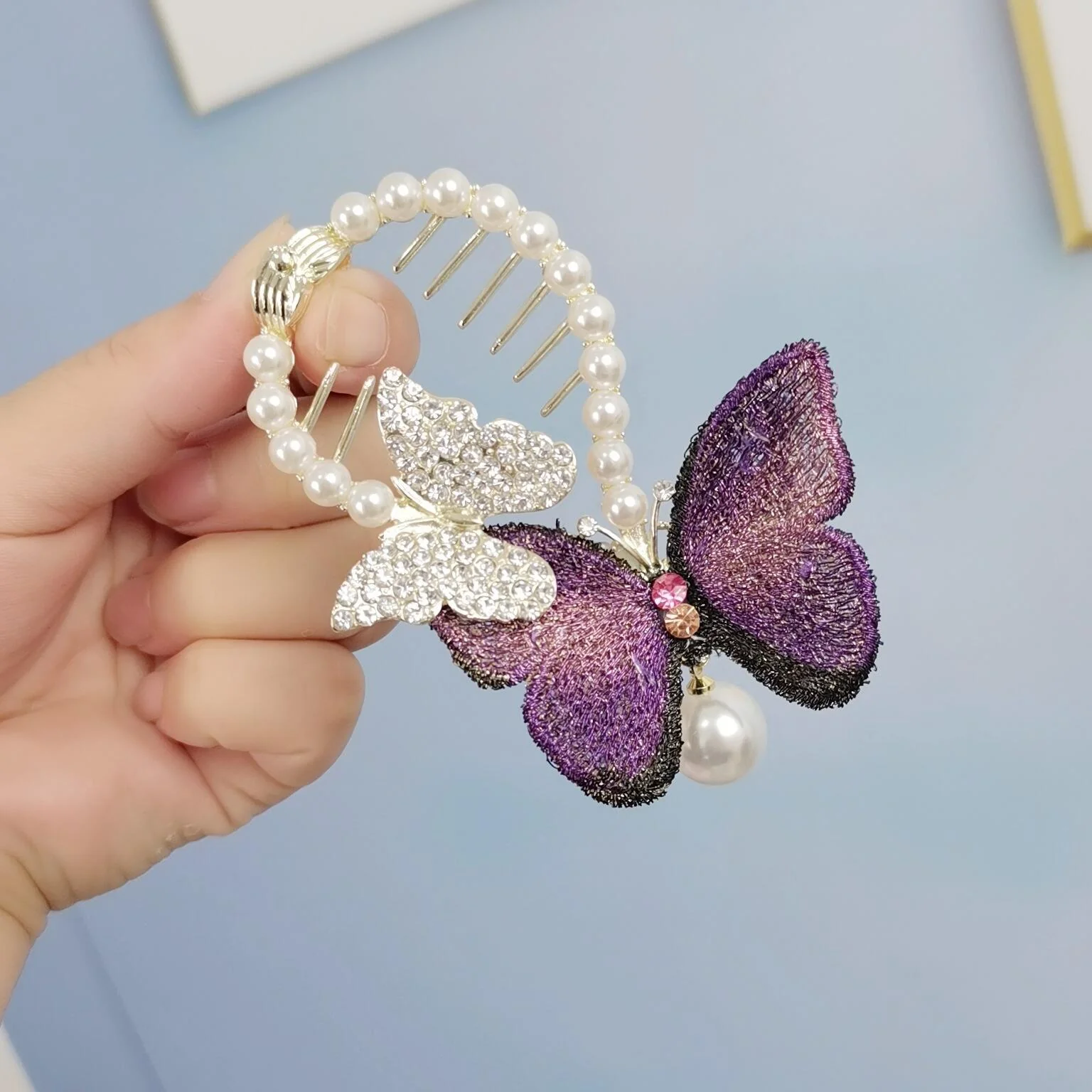 Pearl Rhinestone Hair Claw Clips - Image 36