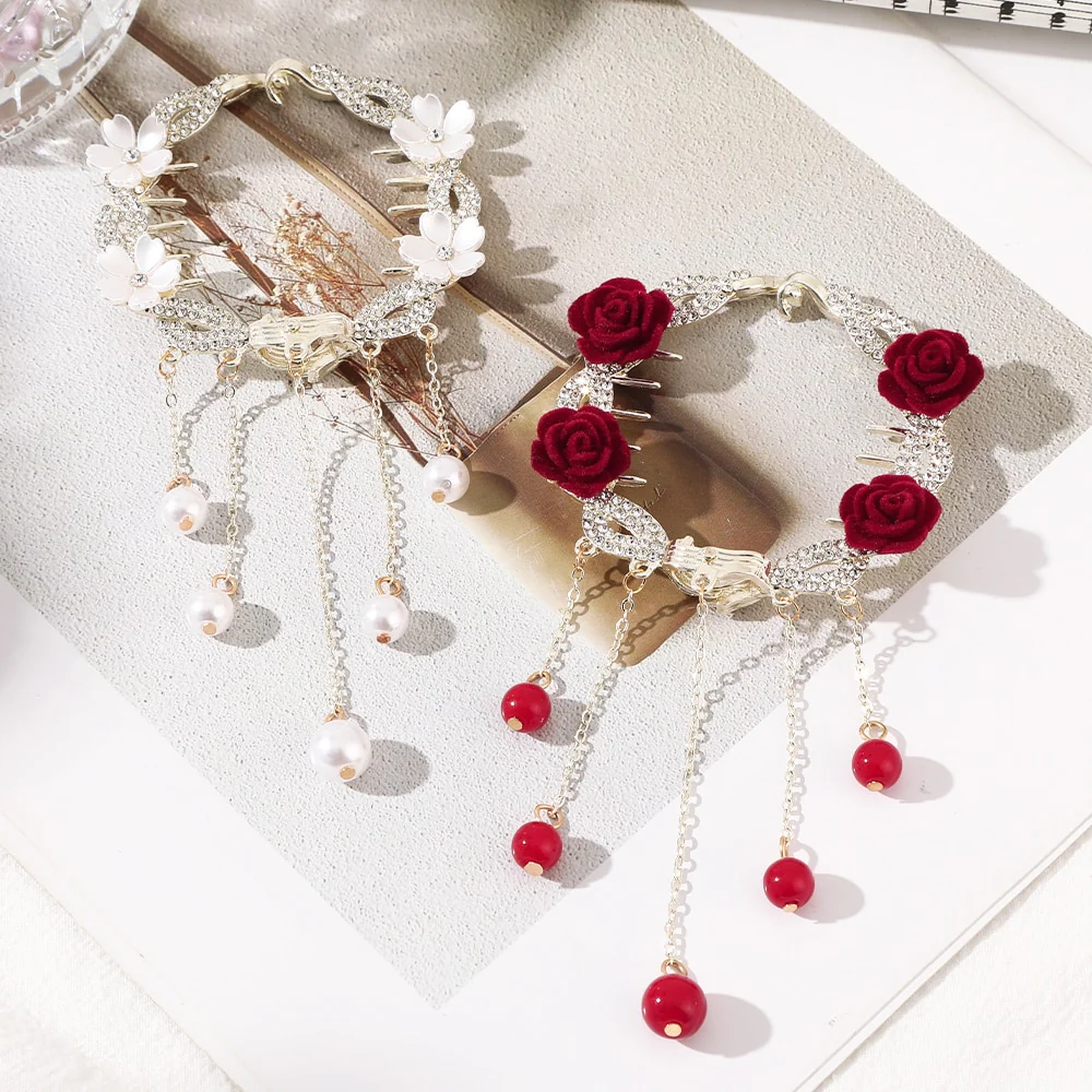 Pearl Rhinestone Hair Claw Clips - Image 42