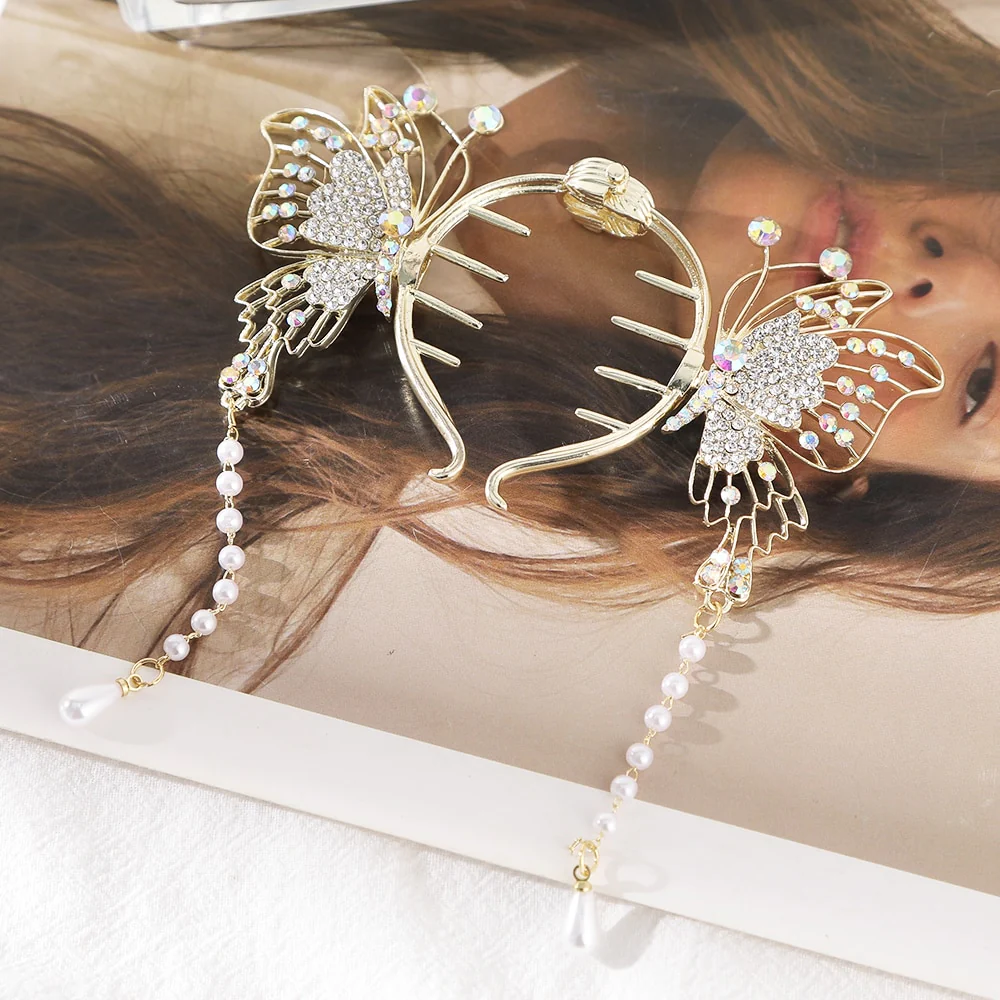 Pearl Rhinestone Hair Claw Clips - Image 6