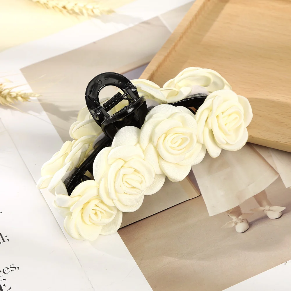 40 Styles Plush Synthetic Fabric Flower Hair Claw - Image 12