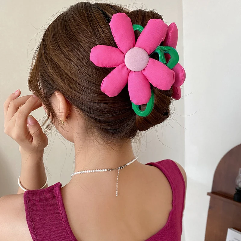 40 Styles Plush Synthetic Fabric Flower Hair Claw - Image 15