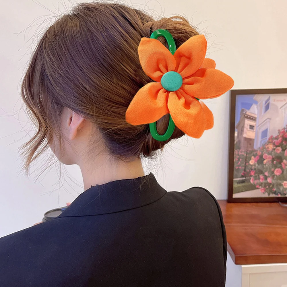 40 Styles Plush Synthetic Fabric Flower Hair Claw - Image 18