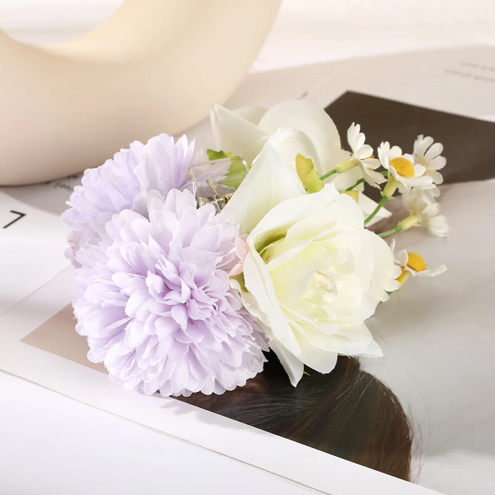 40 Styles Plush Synthetic Fabric Flower Hair Claw - Image 21