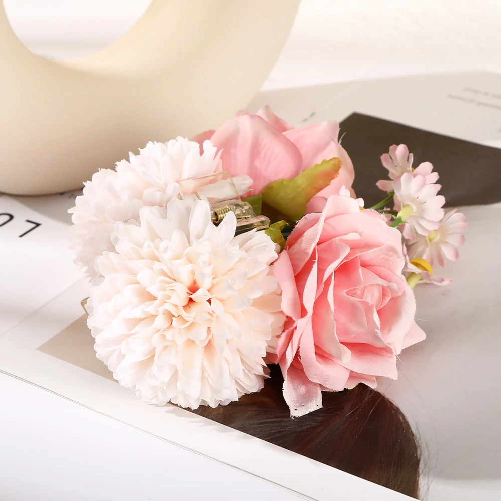 40 Styles Plush Synthetic Fabric Flower Hair Claw - Image 22