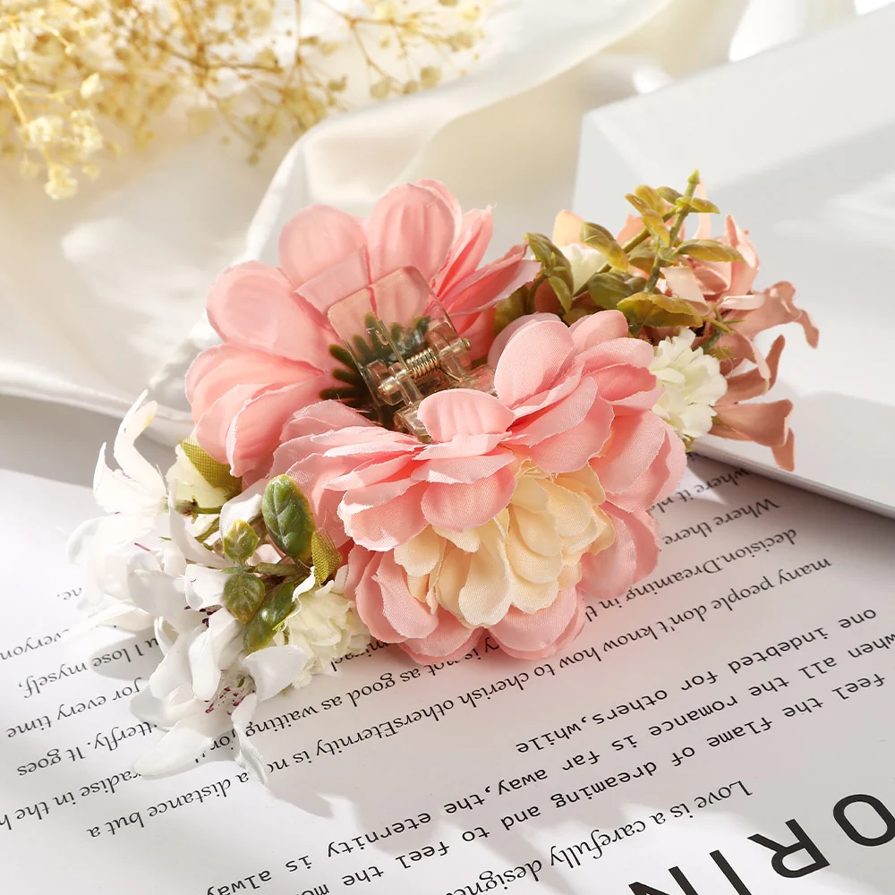 40 Styles Plush Synthetic Fabric Flower Hair Claw - Image 23
