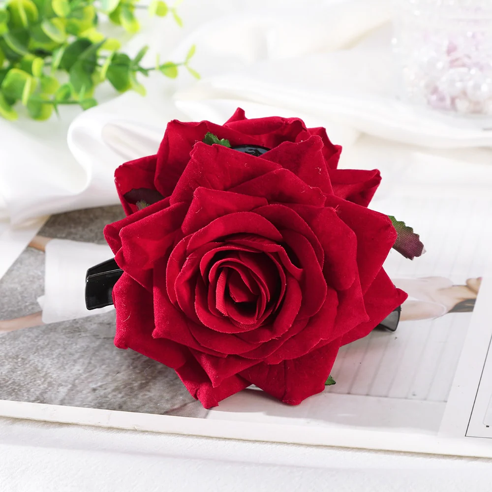 40 Styles Plush Synthetic Fabric Flower Hair Claw - Image 25