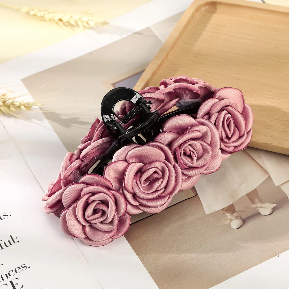 40 Styles Plush Synthetic Fabric Flower Hair Claw - Image 27