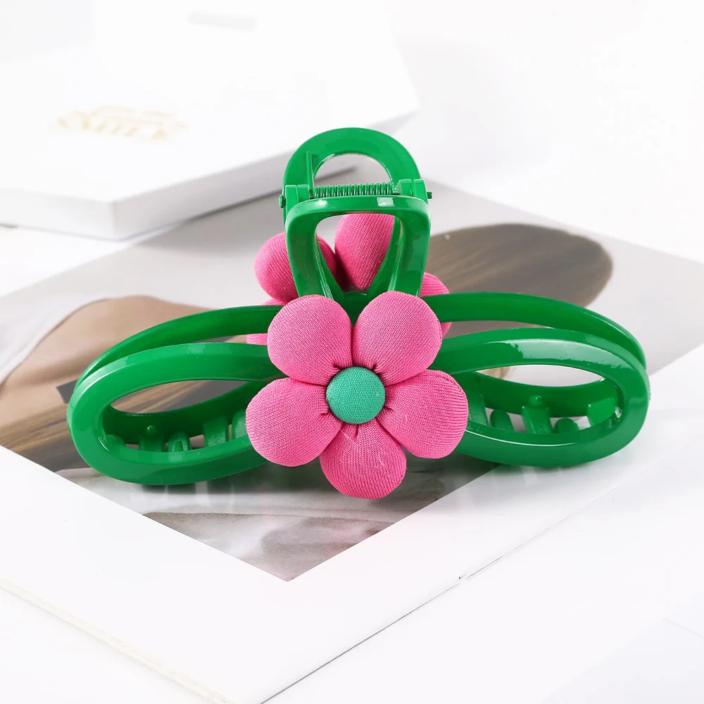 40 Styles Plush Synthetic Fabric Flower Hair Claw - Image 28