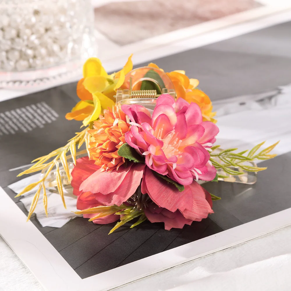 40 Styles Plush Synthetic Fabric Flower Hair Claw - Image 3