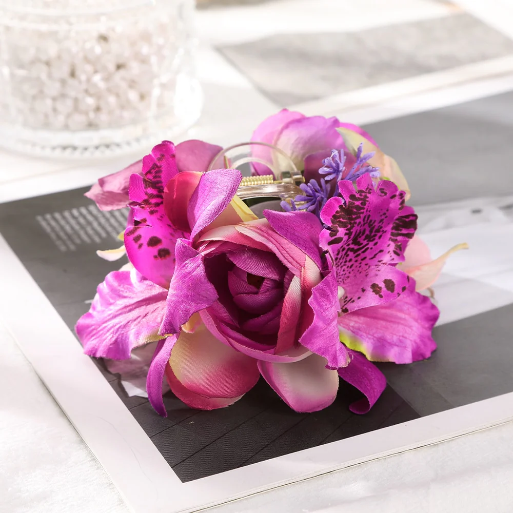 40 Styles Plush Synthetic Fabric Flower Hair Claw - Image 31