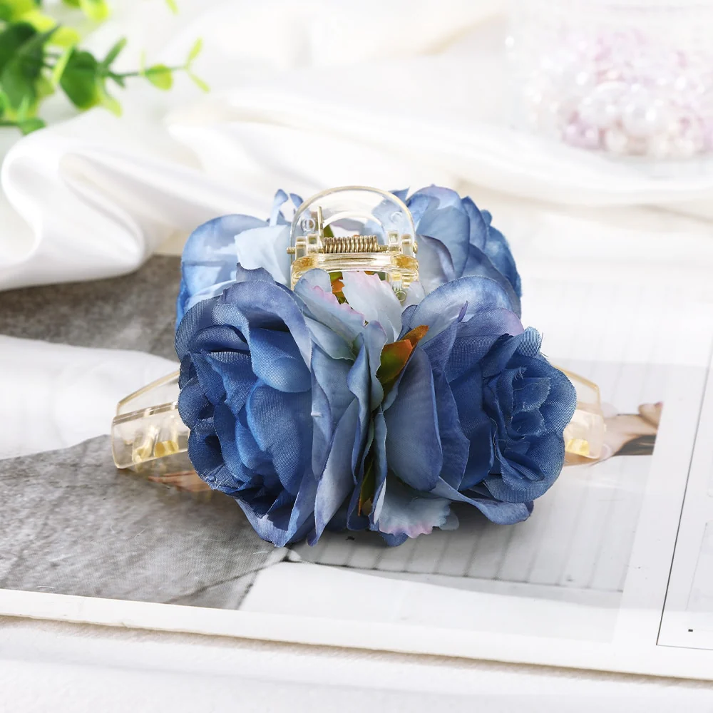 40 Styles Plush Synthetic Fabric Flower Hair Claw - Image 34