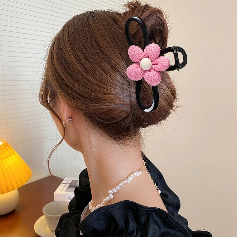 40 Styles Plush Synthetic Fabric Flower Hair Claw - Image 37