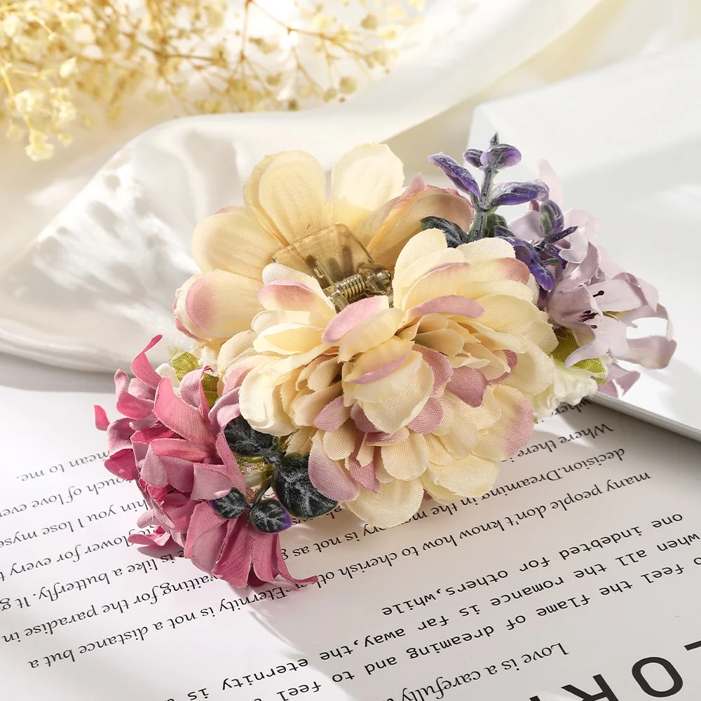 40 Styles Plush Synthetic Fabric Flower Hair Claw - Image 40
