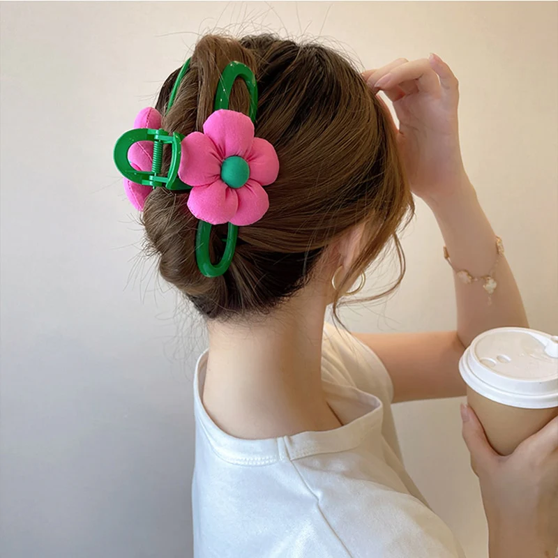 40 Styles Plush Synthetic Fabric Flower Hair Claw - Image 44