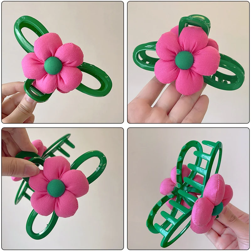 40 Styles Plush Synthetic Fabric Flower Hair Claw - Image 45