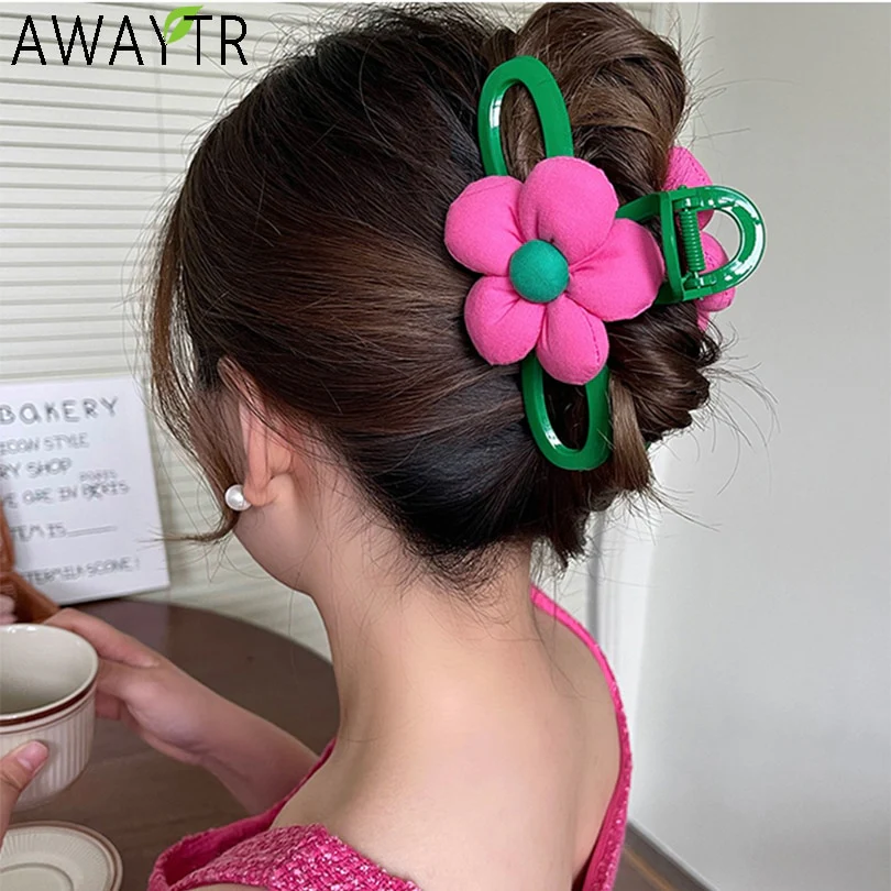 40 Styles Plush Synthetic Fabric Flower Hair Claw - Image 46