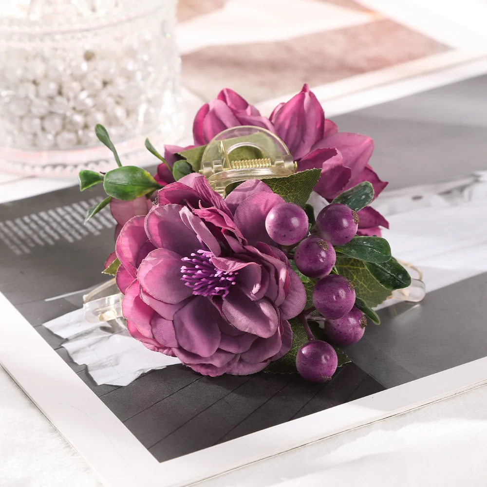 40 Styles Plush Synthetic Fabric Flower Hair Claw - Image 5